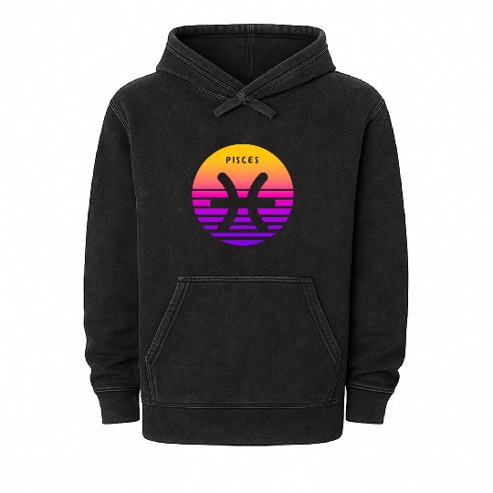 Pisces Zodiac Sign Sunset Pisces Mineral Wash Hoodies