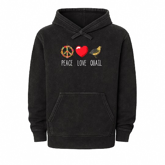 Quail Love Peace Quail Birds Lover Japanese Quail Mineral Wash Hoodies