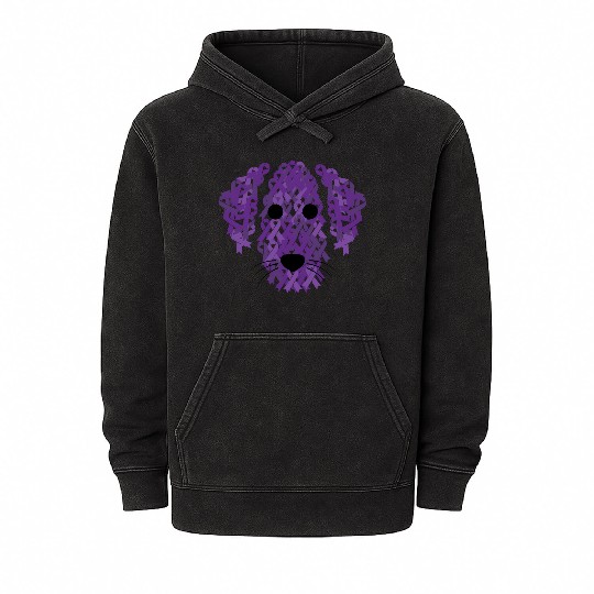 Purple Ribbon Dog Face Lupus Inspirational Awarene Mineral Wash Hoodies