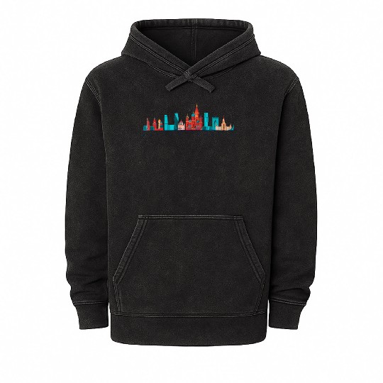 Moscow Skyline Russia Red Square Russian Mineral Wash Hoodies
