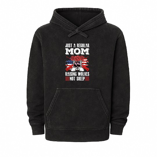 Just a regular Mom raising Wolves not Sheep Mineral Wash Hoodies