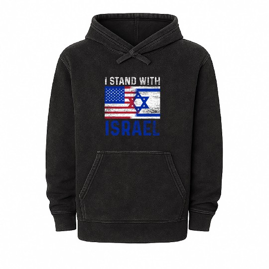 Us Flag I Stand With Israel Mineral Wash Hoodies