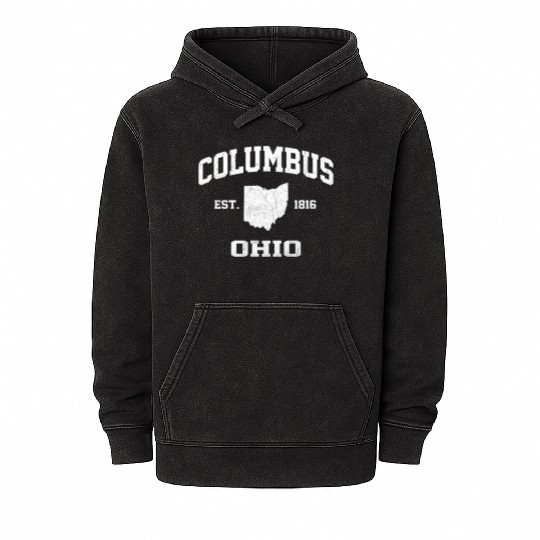 Columbus Ohio Oh State Athletic Style Mineral Wash Hoodies
