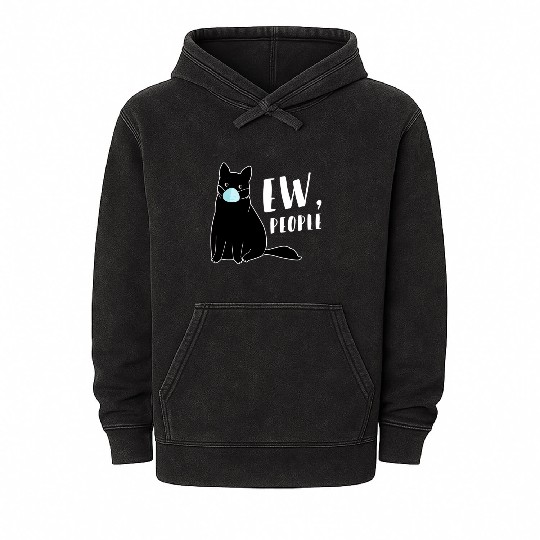 Cat With Ew People Statet Mineral Wash Hoodies