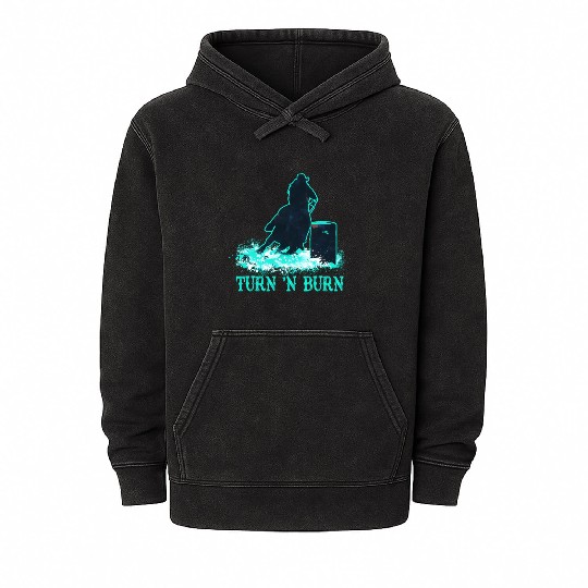 Barrel Racer Barrel Racing Horse Turn And Burn Tea Mineral Wash Hoodies