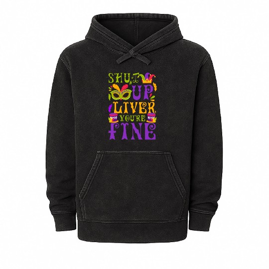 Mardi Gras New Orleans Fool Music Mineral Wash Hoodies