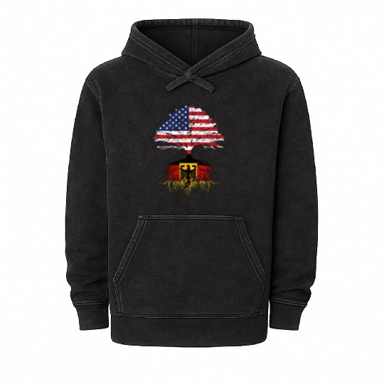 German American Roots Germany Usa Flag Mineral Wash Hoodies