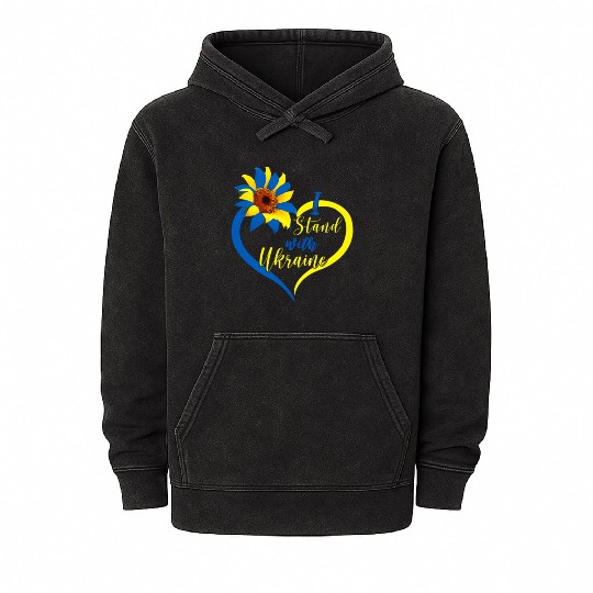 Love Heart Ukraine Sunflower Ukrainian I Stand Wit Mineral Wash Hoodies