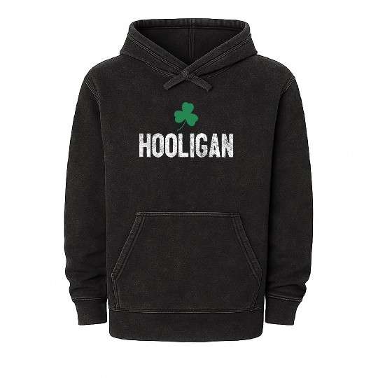 Hooligan Irish St Patrick'S Day Shamrock Clover Mineral Wash Hoodies