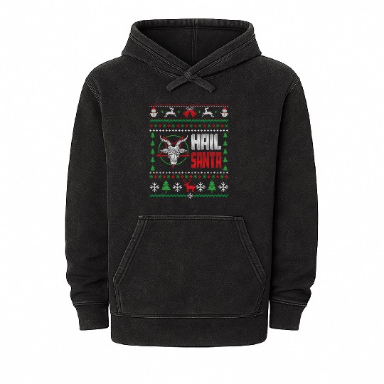 Hail Santa Ugly Mineral Wash Hoodies