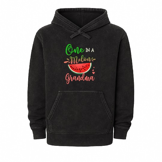 Family One In A Melon Grandma Party Family Mineral Wash Hoodies