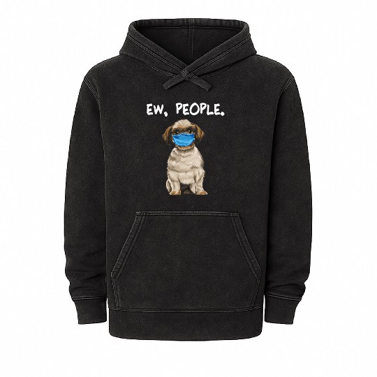 Shih Tzu Ew People Dog Wearing Face Mineral Wash Hoodies