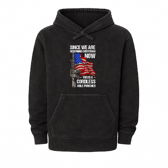 Gun Cordless Hole Puncher American Flag Mineral Wash Hoodies