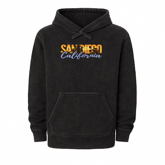 San Diego California Beach Vacation Mineral Wash Hoodies