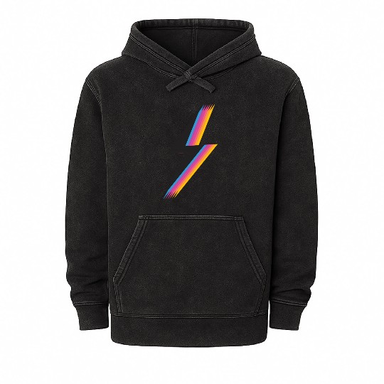 Lightning Bolt With Colorful Mineral Wash Hoodies