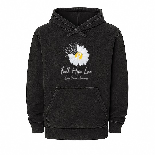 White Flower Ribbon Faith Hope Love Lung Cancer Aw Mineral Wash Hoodies