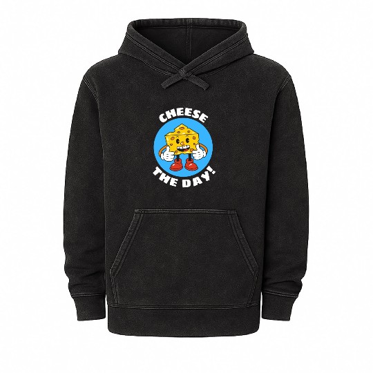 Cheese The Day | Cheese Pun Mineral Wash Hoodies