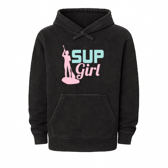 SUP Girl Stand Up Paddle Board Mineral Wash Hoodies