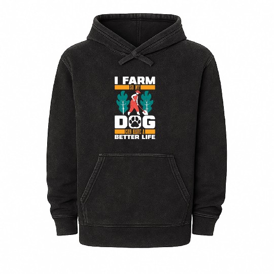 Farming Farmer Dog Mineral Wash Hoodies