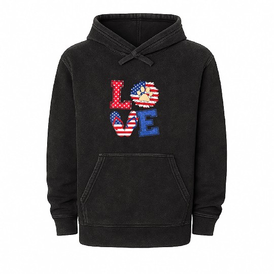Love Sunflower Dog Lover 4Th Of July Independence Mineral Wash Hoodies