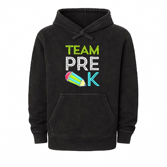 Team Pre-K Teacher First Day Preschool Back to Sch Mineral Wash Hoodies
