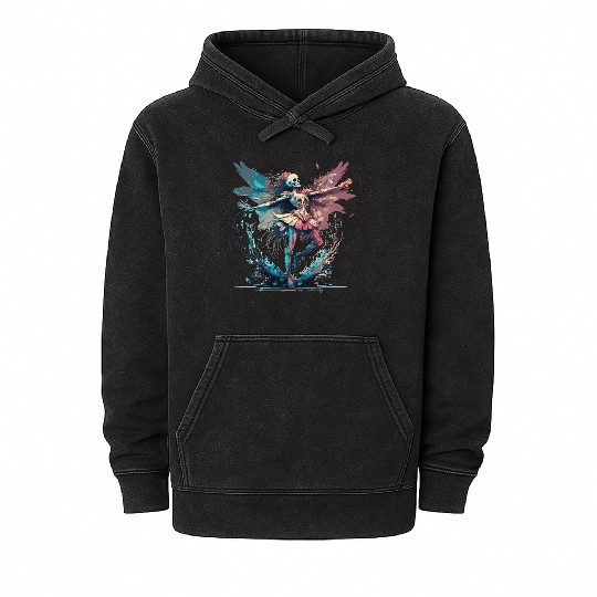 Watercolor Skeleton Fairy Gothic Fairycore Grunge Mineral Wash Hoodies