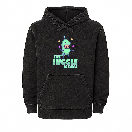 Juggling Saying The Juggle Is Real Dino Costume Mineral Wash Hoodies