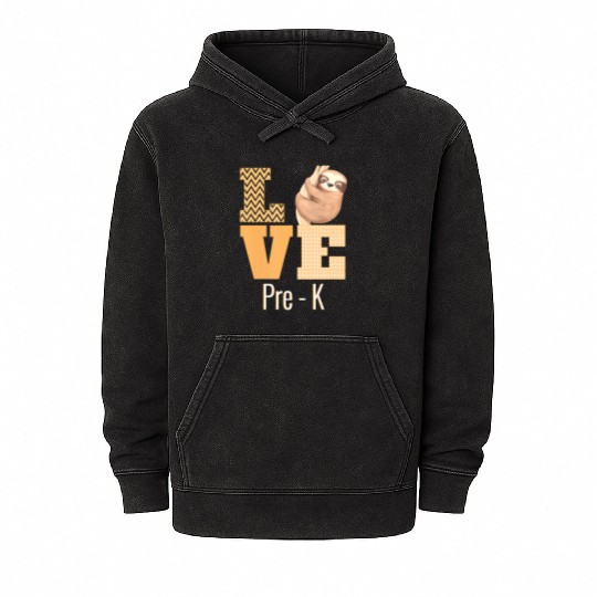 Love Pre-K Sloth Pre-K Teacher Back To School Mineral Wash Hoodies