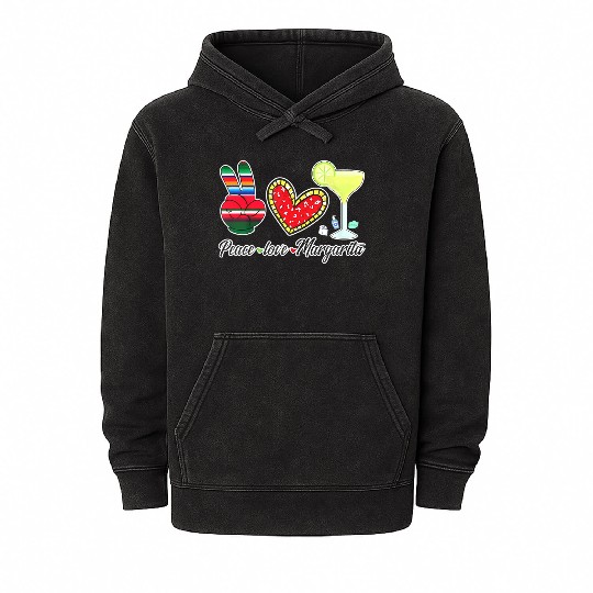 Peace Love Margarita for Plus Size Mineral Wash Hoodies