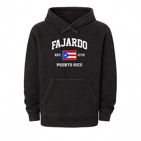 Fajardo Puerto Rico Boricua Flag Athletic Style Mineral Wash Hoodies
