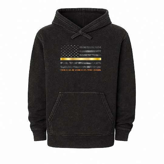Dispatcher - Thin Yellow Gold Line 911 Emergency Mineral Wash Hoodies