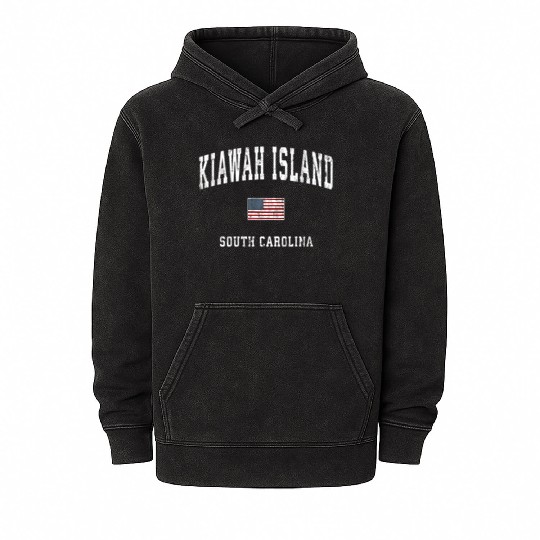 Kiawah Island South Carolina Sc American Flag Mineral Wash Hoodies