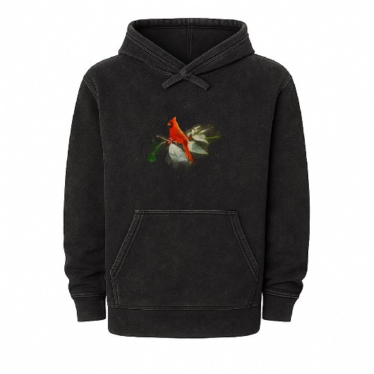 Wild Red Cardinal Bird Mineral Wash Hoodies
