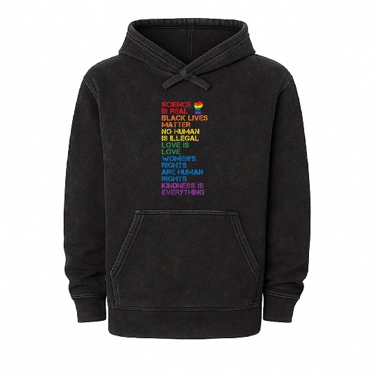 Science Is Real Black Lives Matter Lgbt Blm Fist Mineral Wash Hoodies