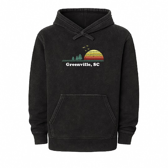Greenville South Carolina Home Print Mineral Wash Hoodies