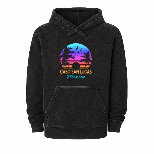Cabo San Lucas Meco Beach Vacation Trip Mineral Wash Hoodies
