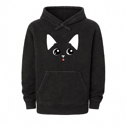 Sweet Kitten Face Cat Mom Cat Dad Mineral Wash Hoodies