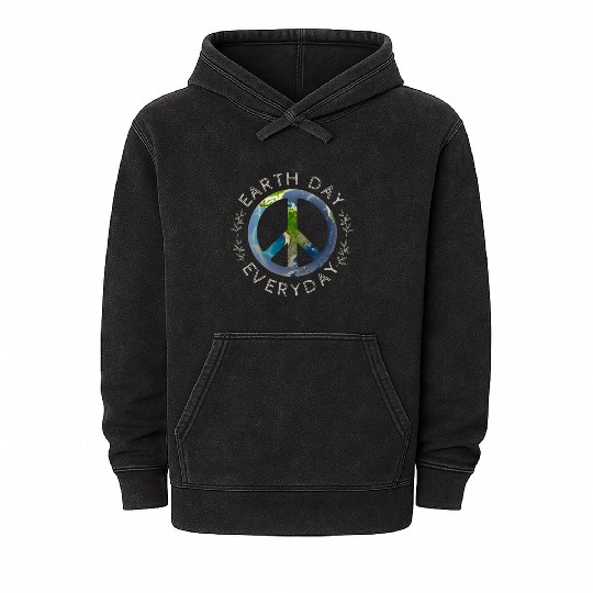 Earth Day Everyday World Global Peace On Earth Mineral Wash Hoodies