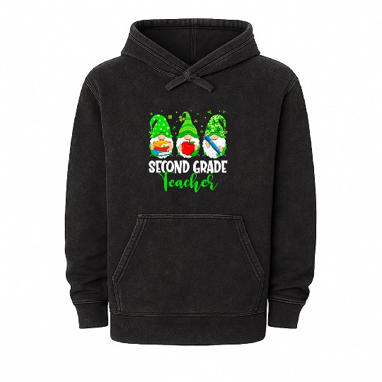 Gnomes 2Nd Grade Teacher Squad St Patric Day Mineral Wash Hoodies