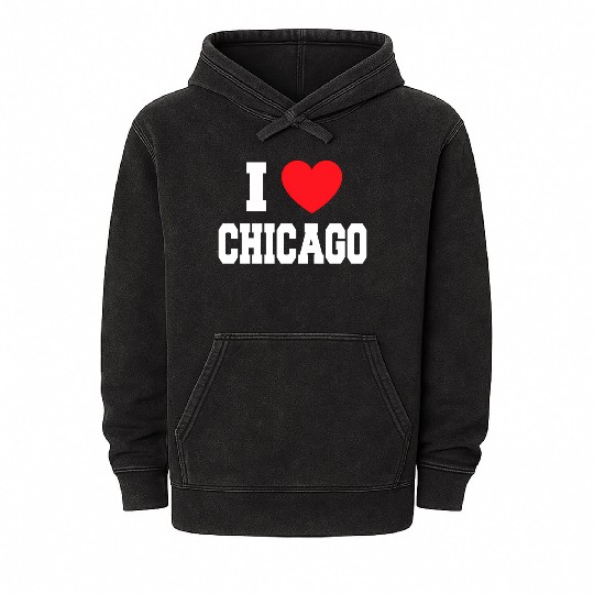 I Love Chicago Mineral Wash Hoodies
