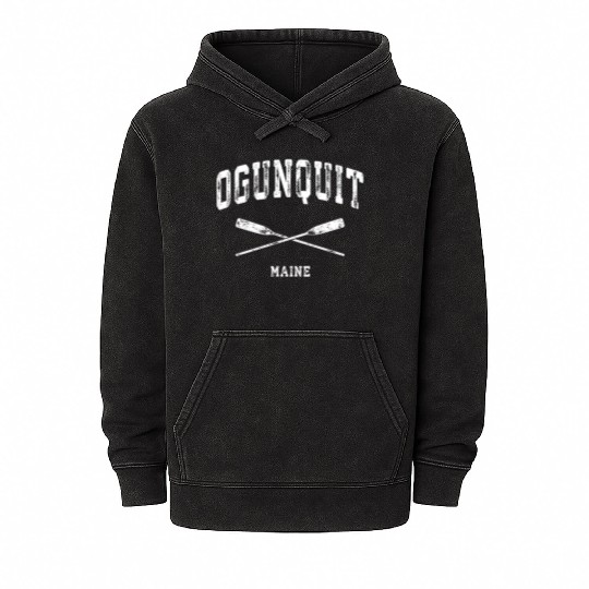 Ogunquit Maine Nautical Crossed Oars Mineral Wash Hoodies