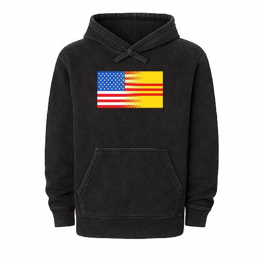 Vietnamese American South Vietnam Flag Mineral Wash Hoodies