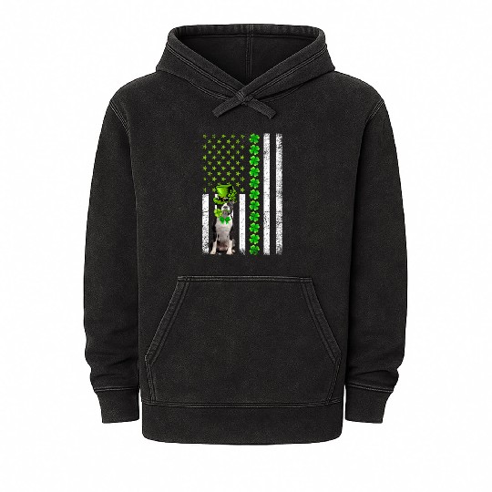 American Flag Boston Terrier Dog St Patric Day Mineral Wash Hoodies