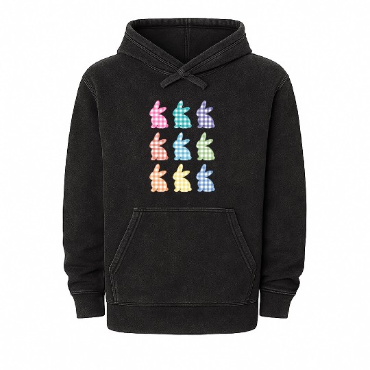 Easters For Plaid Easter Bunny Gingham Mineral Wash Hoodies