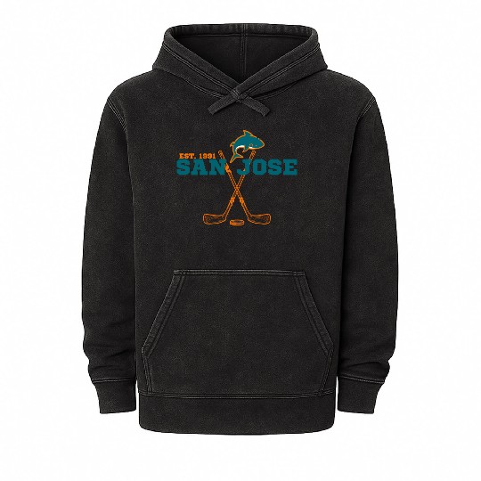 San Jose Est 1991 Sports Team Novelty Athletic Mineral Wash Hoodies