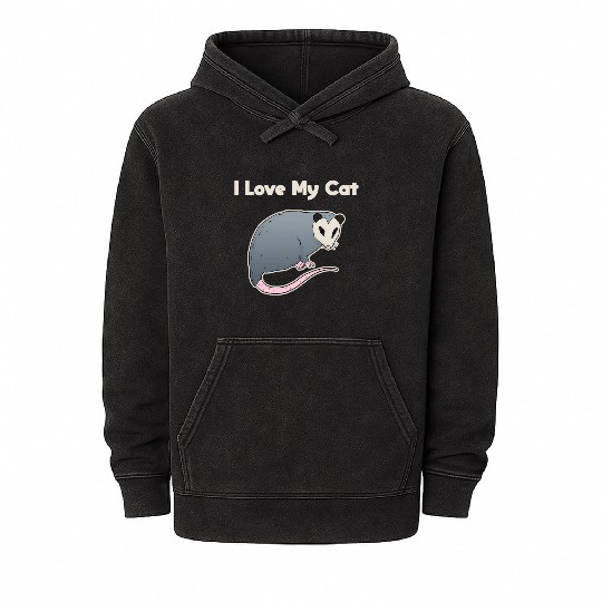 I Love My Cat Opossum Mineral Wash Hoodies