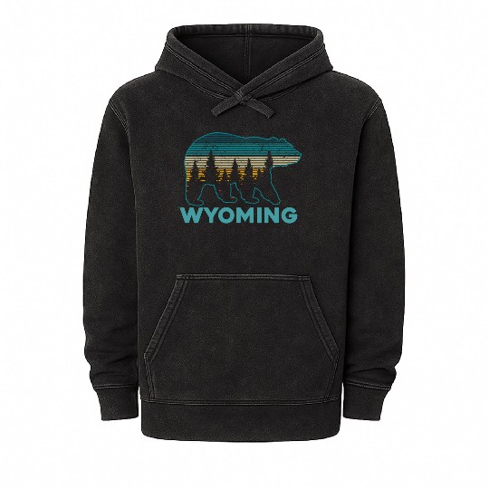 Wyoming Grizzly Bear Nature Hiking Mineral Wash Hoodies