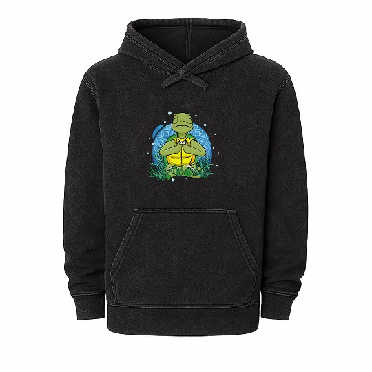 Meditating Sea Turtle Gift Yoga Zen Meditation Mineral Wash Hoodies