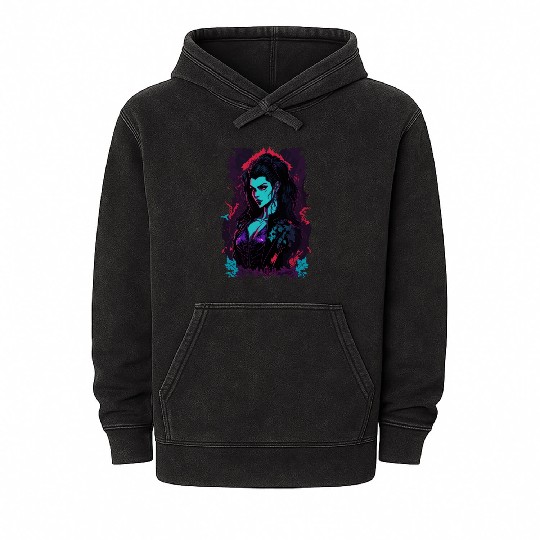 Vampire Girl Mineral Wash Hoodies