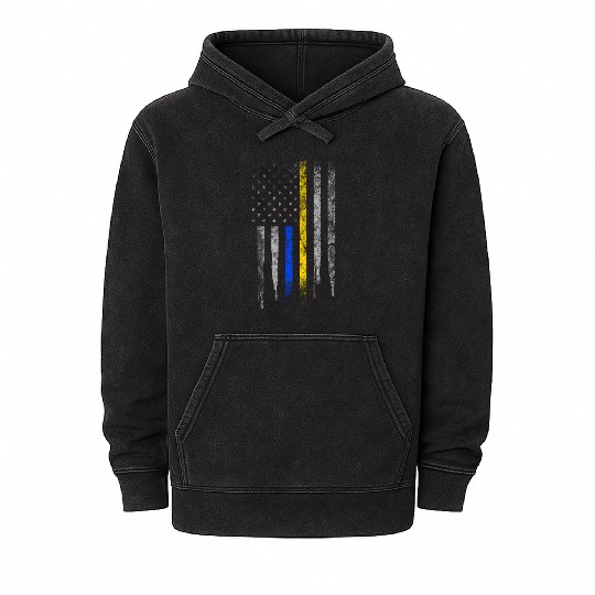 Gold Blue Line 911 Police Dispatcher First Mineral Wash Hoodies